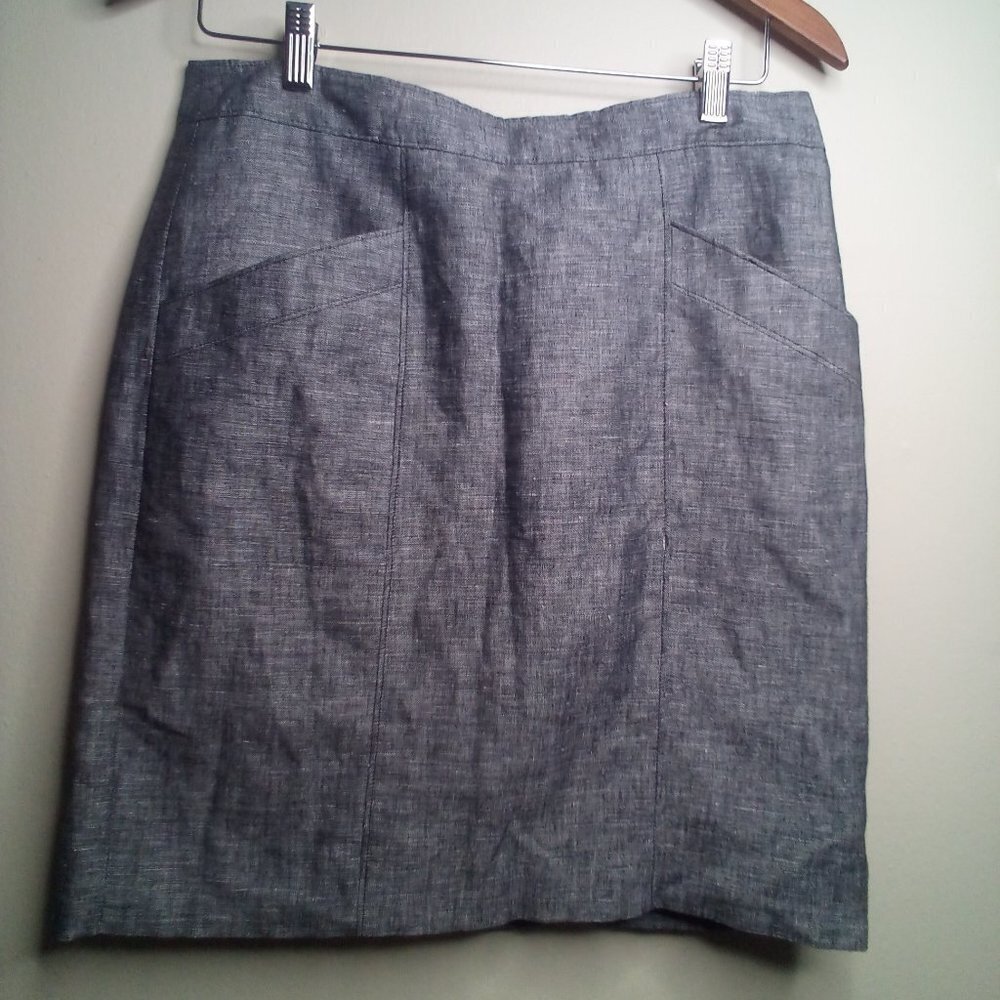 Ann Taylor Skirt 6 Linen Blend Fully Lined Gray - Picture 1 of 13